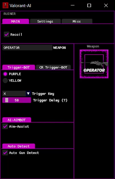 Valorant AI program penceresi